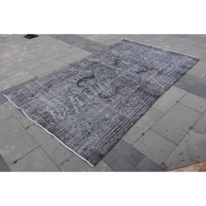 Alfombra de lana clásica gris de 5,2x9 pies con respaldo de látex, diseño de retazos turco tradicional para sala de estar, pasillo, rompecabezas rectangular - Product Image 2