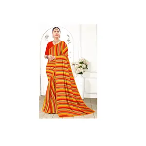 Telas Georgette Impreso Siroski Womens Wedding Wear Saree para exportación Venta a precio mayorista