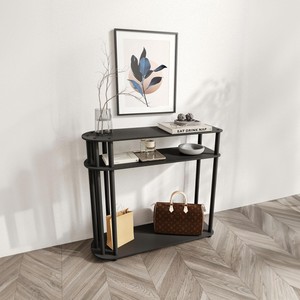 Mesas de Consola de Madera Maciza de Estilo Moderno y Minimalista de Primera Clase, Color Negro y Marrón, con Estantes, para Sala de Estar o Pasillo - Product Image 1