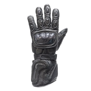 Padded Wrist Genuine Leather Motorbike Gloves Gauntlet Black Full Finger Leather Motorcycle Auto Racing Wear Gloves For Men - Product Image 2
