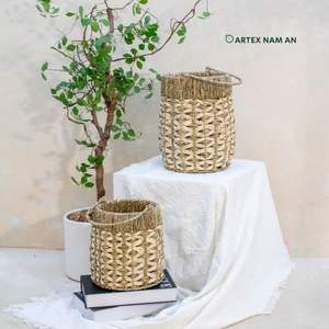 Juego de 2 linternas de algas marinas hechas a mano ecológicas con hoja de palma para el hogar y la boda - Product Image 3