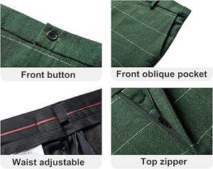 Nouveau design rayures Plaid jambe large droite formelle robe de bureau pantalon respirant 100% coton couleur unie robe pantalon respirant - Product Image 5