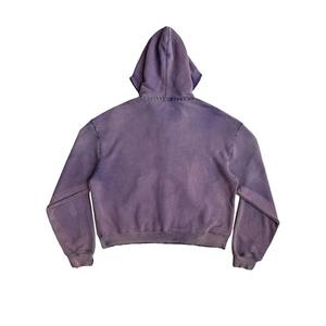 Sudadera con capucha Unisex de gran tamaño recortada con salpicaduras, 100% algodón, doble capa, hombro caído, estampado de soplo desgastado - Product Image 3