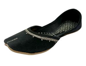 Black Fancy Fashionable <b>Khussa</b> Traditional Woman <b>Khussa</b> Ladies Printed Party Handcrafted Punjabi Style Khussas - Product Image 1