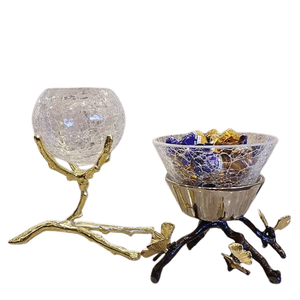 Diseño de forma de mariposa chapado en oro, Material de vidrio de aluminio, aspecto de lujo, recién llegado, utensilios de cocina, cuenco elegante - Product Image 1