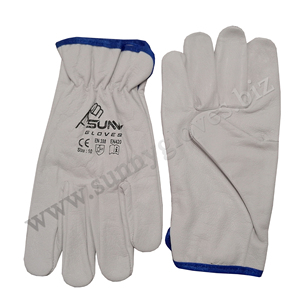 ถุงมือหนังแพะสำหรับงานก่อสร้างถุงมือทำงานหนังแพะแบบเรียบลายทนทาน100% - Product Image 5