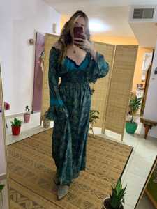 Mùa Hè Thanh Lịch Phụ Nữ Ăn Mặc Boho Màu Xanh Miễn Phí Kích Thước Sexy Không Tay Ruffle Maxi Vai Ren Ngọt Ngào Cho Phụ Nữ Bãi Biển Dài Ăn Mặc - Product Image 2