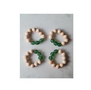 Ronds de serviette en bois avec perles de bois rondes personnalisées pour mariages et décorations de fête design Logo personnalisé - Product Image 5