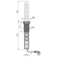 Emuca Prise murale verticale en aluminium peint blanc avec 3 prises Schuko et 2 ports USB multi-connecteurs amovibles Espagne