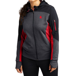 เสื้อมีฮู้ดสำหรับสตรีเสื้อมีซิปแบบมีสีรับผลิตโลโก้ได้ตามต้องการดีไซน์ของคุณเอง - Product Image 4