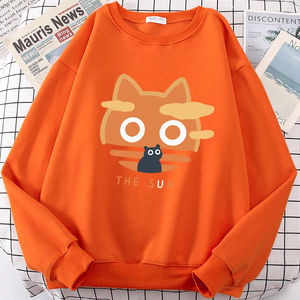Sweat à capuche pour homme avec imprimé amusant de chat orange soleil, dessins animés, vêtements amples, automne hiver, polaire, sweat-shirt ample et confortable - Product Image 4