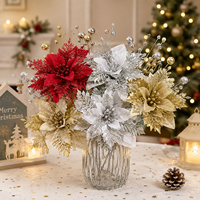 AYOYO Fleurs artificielles, nouvelles fleurs de Noël, décorations pour la maison avec poudre dorée, décorations de Noël