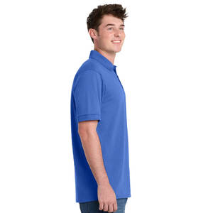 Polo de Punto Jersey de Mezcla de Algodón Peinado de Alta Calidad, Color Azul - Product Image 3