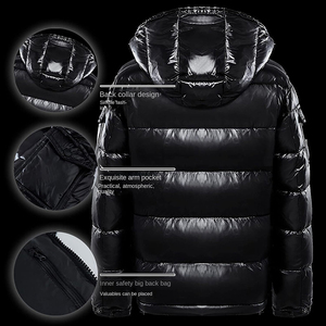 Doudounes pour hommes avec fermeture éclair couleur noire vêtements de mode respirant coupe-vent doudoune pour l'hiver - Product Image 4