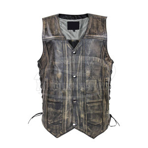 Vêtements de course sans manches Gilet de moto en cuir pour hommes Bonne qualité Gilet de moto en cuir pour hommes Offre Spéciale - Product Image 1