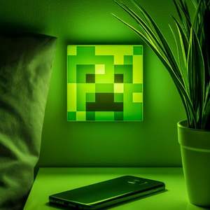 Luz LED de Ambiente con Diseño de Creeper de Minecraft, Lámpara Nocturna Cuadrada de ABS y Silicona con Control Táctil y Remoto para Dormitorio y Hogar - Product Image 3
