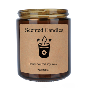 7oz Amber Glass Jar Scented <strong>Candles</strong> Handmade Soy Wax <strong>Aroma</strong> with Illustrated Personal Label Factory Home Decor Gifts - Product Image 6