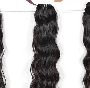 100% vague de corps cuticule alignée couleur naturelle noir indien extensions de cheveux humains bruts Double trame cheveux non traités chimiquement - Product Image 4