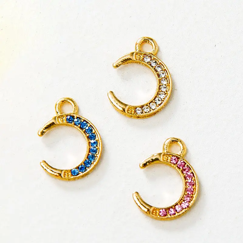 Bạc Mạ Vàng Pha Lê Mặt Trăng Charms Mặt Dây Chuyền Cho Bông Tai Vòng Cổ Vòng Đeo Tay Đồ Trang Sức Làm Và Crafting