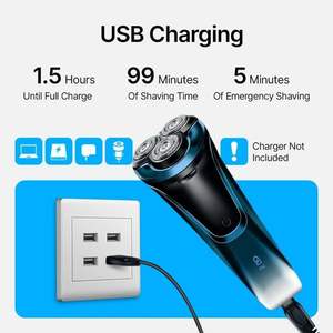 Afeitadora Eléctrica Rotativa para Hombre, Impermeable, Recargable, para Uso en Seco y Húmedo, con Fuente de Alimentación USB, IPX7, Lavable, Mini Afeitadora Facial, 1 Unidad - Product Image 1