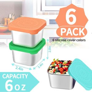 6Pack 6oz Stainless Steel Snack Containers <b>for</b> <b>Kids</b> Easy Open Leak Proof Small Stainless Steel Snack Containers with Silicone Li - Product Image 4