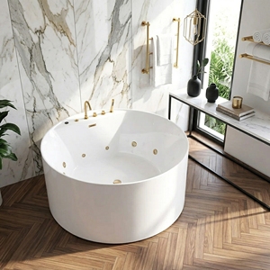 Baignoire autoportante en acrylique FW-M-2001 contemporaine, écologique, pour bain profond, OEM/ODM, pour appartements et hôtellerie - Product Image 1