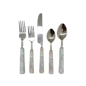 Cubiertos de Acero con Mango Azul Elegante y Cabeza Plateada, Cubiertos Premium Ideales para Restaurantes, Hoteles y Uso Doméstico - Product Image 4