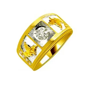 Anillo de Compromiso de Dos Tonos en Oro Amarillo de 18 Quilates con Diamante Creado en Laboratorio de 0.33 Quilates, Corte Princesa, Incrustación Eternity - Product Image 1