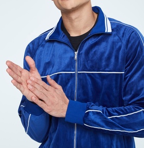 Conjunto Deportivo de Dos Piezas para Hombre, Talla Grande, de Algodón y Felpa, para Invierno, con Logotipo Bordado Personalizado, Color Azul Cielo, Transpirable y Resistente al Viento - Product Image 2