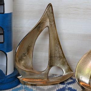 Precios al por mayor, escultura de barco de vela de aluminio, decoración de mesa de oficina, escritorio con acabado dorado, escultura de escritorio hecha a mano - Product Image 2