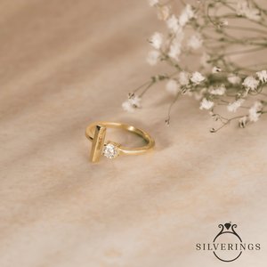 Bague statement en platine faite à la main avec diamant taille Asscher et argent sterling 925 - Product Image 5
