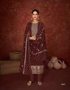 Indian <b>Woman</b> Punjabi Palazzo Sequin & Embroidery Georgette Muslim Shalwar Kameez <b>Suit</b> With Dupatta Premium Quality - Product Image 3