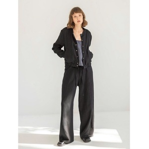 Vêtements d'hiver Vestes pour femmes de haute qualité Blouson d'aviateur en lin à manches longues pour femmes - Product Image 2