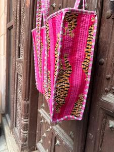 กระเป๋าโท้ทพิมพ์ลายบล็อกด้วยมือใส่ผ้าคอตตอนแบบกลับด้านได้เป็นมิตรกับสิ่งแวดล้อมมีซิปปิดได้ทุกฤดูกาลใหม่ล่าสุด - Product Image 3