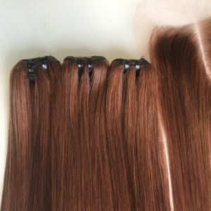 Paquetes de cabello humano virgen vietnamita crudo recto de hueso de Color naranja trama Genius sin procesar con cierre de encaje - Product Image 4
