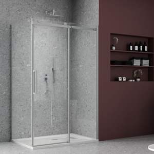 Box doccia regolabile da 80 cm IX con Nickel spazzolato da 8 mm lato fisso per Barclay BMA920NK per docce - Product Image 1