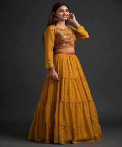 Trabajo de secuencia de bordado de Georgette de moda con trabajo de piedra pesada lehenga choli con ropa de boda dupatta para tienda boutique ApparelGarment - Product Image 4