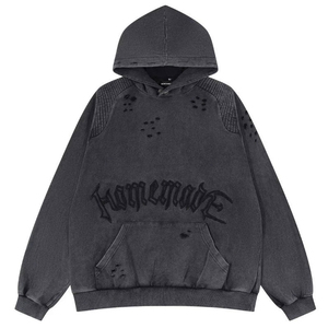 100% algodón peso pesado desgastado ácido lavado Sudadera con capucha en blanco cremallera con capucha Vintage ropa de invierno hombres sudaderas con capucha - Product Image 1