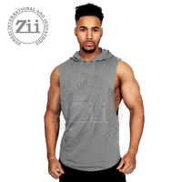 Débardeur à capuche pour homme en polyester/coton, grande taille, pour entraînement en salle de sport, fitness et musculation, hiver/été, couleur unie