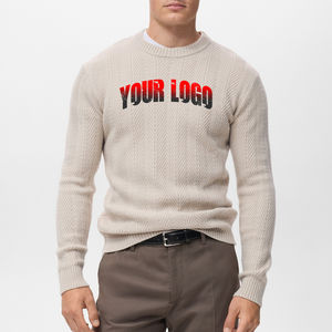 Suéter de Hombre de Moda Urbana, Cuello Redondo, Color Sólido, Tejido de Punto, 100% Algodón, Corte Holgado, Cálido y Económico - Product Image 1