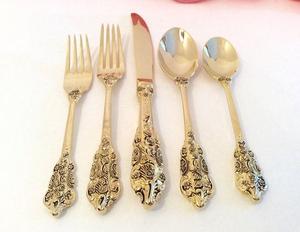 Bestsun luxe Rose or couverts ensemble fait à la main en acier inoxydable laiton métal vaisselle mariage dîner cuillère boîte emballé fêtes - Product Image 2