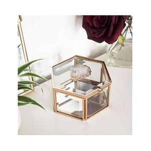 Trending Design Hexagonal Shape <b>Ring</b> Box Metal And Glass <b>Ring</b> Box Silver Color <b>Ring</b> <b>Storage</b> Box For Top Selling - Product Image 2