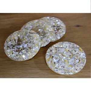 ชุดถาดรองแก้วทำด้วยมือทำด้วยมือทำจากเรซินไข่มุกแท้แผ่นรองแก้วอีพ็อกซี่สุดหรูสำหรับโต๊ะกาแฟของตกแต่งบาร์และของขวัญ - Product Image 4