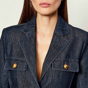 Blazer Vaquero Elegante para Mujer 2025/2026, Corte Entallado, Cinturón, Detalles de Botones Dorados, Algodón Ecológico, Transpirable, Estilo Chic Moderno - Product Image 5