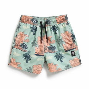 กางเกงว่ายน้ำชายหาดของผู้ชายกางเกงว่ายน้ำแห้งเร็วสไตล์สตรีทกางเกงว่ายน้ำสีทึบ - Product Image 2