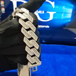 18mm Luxury VVS Brilliant Cut Lab Grown Diamond 925 Sterling <b>Silver</b> Cuban Link <b>Chain</b> <b>Bracelet</b> Hip Hop Style Party Fully Iced New - Product Image 5