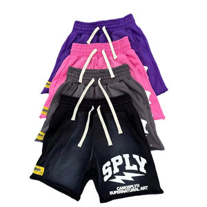 Custom Logo <b>Vintage</b> Distressed Sun Faded French Terry Blank Mesh Fleece Acid Wash Pink Color Quick Dry <b>Shorts</b> for <b>Men</b> - Product Image 5