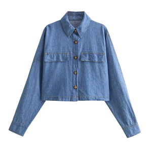 ชุดผ้ายีนส์สำหรับผู้หญิงชุดผ้ายีนส์สีเข้มและสีอ่อนผ้ายืดและกระดุมตกแต่งแบบคลาสสิก - Product Image 5