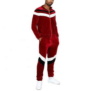 Conjunto de Chándal de Terciopelo Personalizado OEM, Diseña Tu Propio Chándal, Conjunto de Dos Piezas con Cremallera Estampada para Hombre - Product Image 1