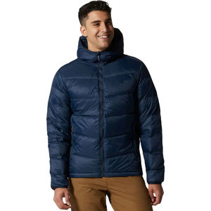 Veste matelassée d'hiver décontractée pour hommes, manteau en toile tissée à fermeture éclair et coupe-vent à capuche et col montant, de couleur noire, Offre Spéciale! - Product Image 1